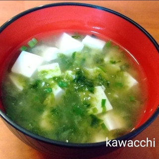 あおさと豆腐の味噌汁♡